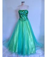 NWT Jasz Couture Ball Prom Gown Dress 8 Sequin Beaded Lime Green Blue Tu... - £86.20 GBP