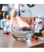 Raven Crow Etched Glasses - Wine, Champagne, Pint Glasses, Shot Glass - $24.99 - $31.99