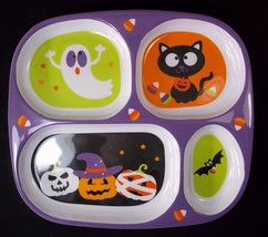 Halloween melamine 4 part divided plate black cat bat ghost pumpkins NEW - £5.08 GBP