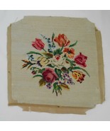 NEEDLEPOINT EMBROIDERY ART Floral Panel for Seat Cover Craft Reuse 14 x 17&quot; - £47.03 GBP