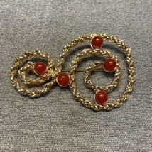 Vintage Unbranded Gold Tone Swirl Beaded Pin Brooch KG Fashion Jewelry - £11.69 GBP
