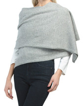 NEW DEANNE &amp; WHITE  GRAY LARGE 100% CASHMERE TRAVEL WRAP BLANKET - $216.62