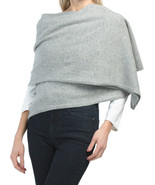 NEW DEANNE &amp; WHITE  GRAY LARGE 100% CASHMERE TRAVEL WRAP BLANKET - $216.62