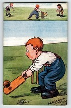 A Coming Cricketer Postcard Tuck Signed GE Shepheard Boy &amp; Cricket Paddle 9375 - £29.35 GBP