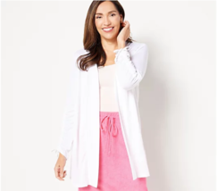 Belle Beach Kim Gravel Open Front Cardigan Cover Up(Heathered White, XXS)A499682 - £18.21 GBP