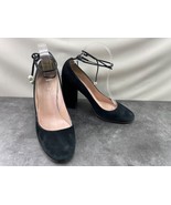 Kate Spade Heels Women 8M Gena Shoes Black Suede Ankle Strap Block Pumps - $67.66 CAD