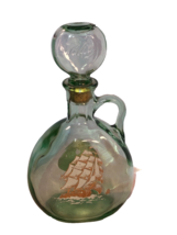 Vintage Green Glass Old Fitzgerald Flag Ship Decanter Old Ironsides Empty EUC - £23.97 GBP
