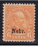1929 6c James A. Garfield &quot;Nebraska Overprint&quot; Scott 675 Mint F/VF NH - $94.35 CAD