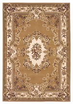 8' X 11' Beige Ivory Machine Woven Hand Carved Floral Medallion Indoor Area Rug - €372,52 EUR