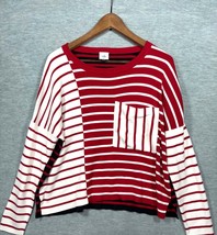 Cabi Womens Sweater M Striped Red White Pullover Boxy Fit Crewneck - $405.69 MXN