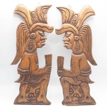 Pair Bolivia Mahogany Wood Carving Wall Hanging Folk Art Pair - $225.87