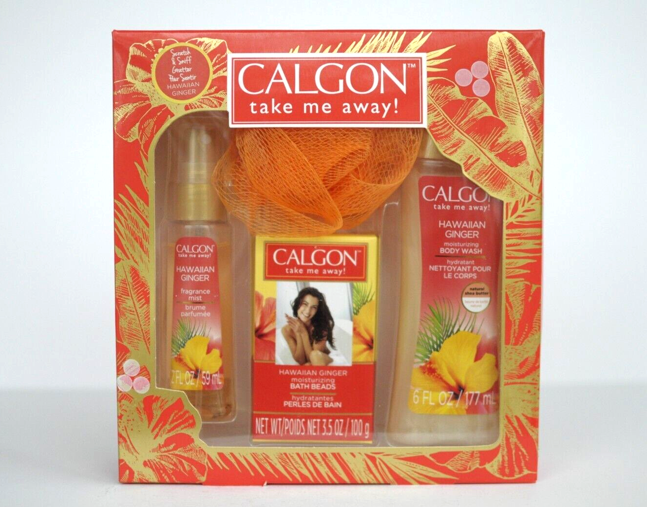 Calgon Take Me Away HAWAIIAN GINGER Gift Set 4 pc Body Wash Mist Bath Beads New - £23.97 GBP