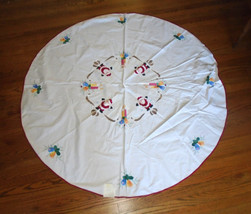 Handmade Round Tablecloth Christmas Holiday Imperial Linens 72&quot; Vintage 1980s - £50.50 GBP