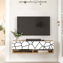 Future TV Unit Cobble Pine-White UV Print 40 inches Floating Entertainme... - $276.21