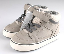 Cat &amp; Jack Toddler Boy’s Taupe Harlan Sherpa Lined Mid Top Shoes Sneakers - £11.78 GBP