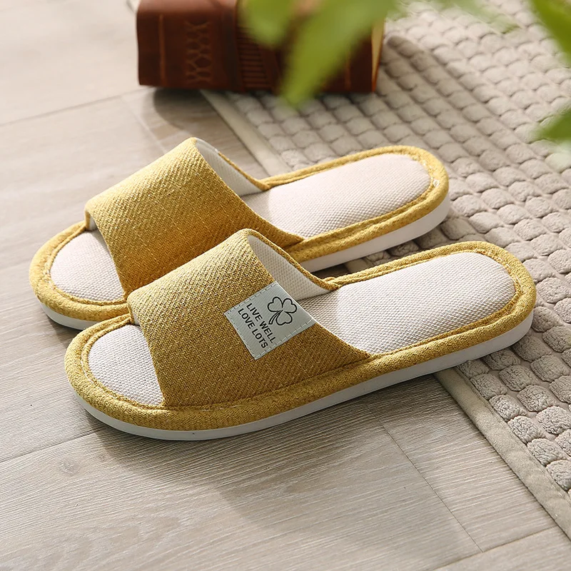 2024 Linen Slippers Women Men Spring Autumn Home Flip Flops Thick Platform Soft  - £33.72 GBP