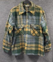 Woolrich Pure Virgin Wool Jacket Shacket Mens XL (44) Green Plaid Outdoo... - $140.23