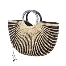 Straw Bag Tote Bag Handbag Semi-circle Rattan Straw Bag Hand-woven Handb... - $1,612.05 MXN