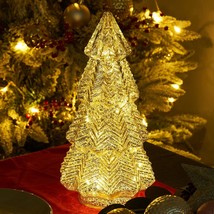 Tabletop Christmas Tree Timer Lighted 12 Inches Silver Mercury Glass Xmas Trees  - $69.80