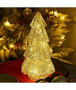 Tabletop Christmas Tree Timer Lighted 12 Inches Silver Mercury Glass Xma... - £53.75 GBP