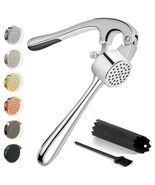 Kitessensu Garlic Press Set with Silicone Peeler &amp; Brush, Gloss Silver - €3,09 EUR