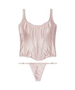 VS Victoria&#39;s Secret Very Sexy Classic Silk Corset Set Grey Lilac Large NEW - $1,520.60 MXN