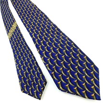 JZ RICHARDS Men&#39;s Silk Neck Tie 62&quot; Long 4&quot; Blue Geometric Design No. 38... - £10.64 GBP