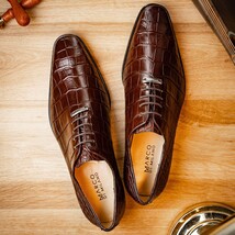 Marco Di Milano Genuine Alligator Oxford Leather Shoes Bono Brown image 12
