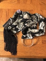 Chatties Skinny Scarf Black/Grey Flower Print-Brand New-SHIPS N 24 HOURS - £15.55 GBP