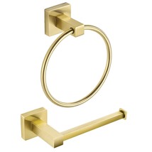 Gold Toilet Paper Holder Towel Ring, Brushed Gold Bathroom Hardware, Hand Towel  - $42.99