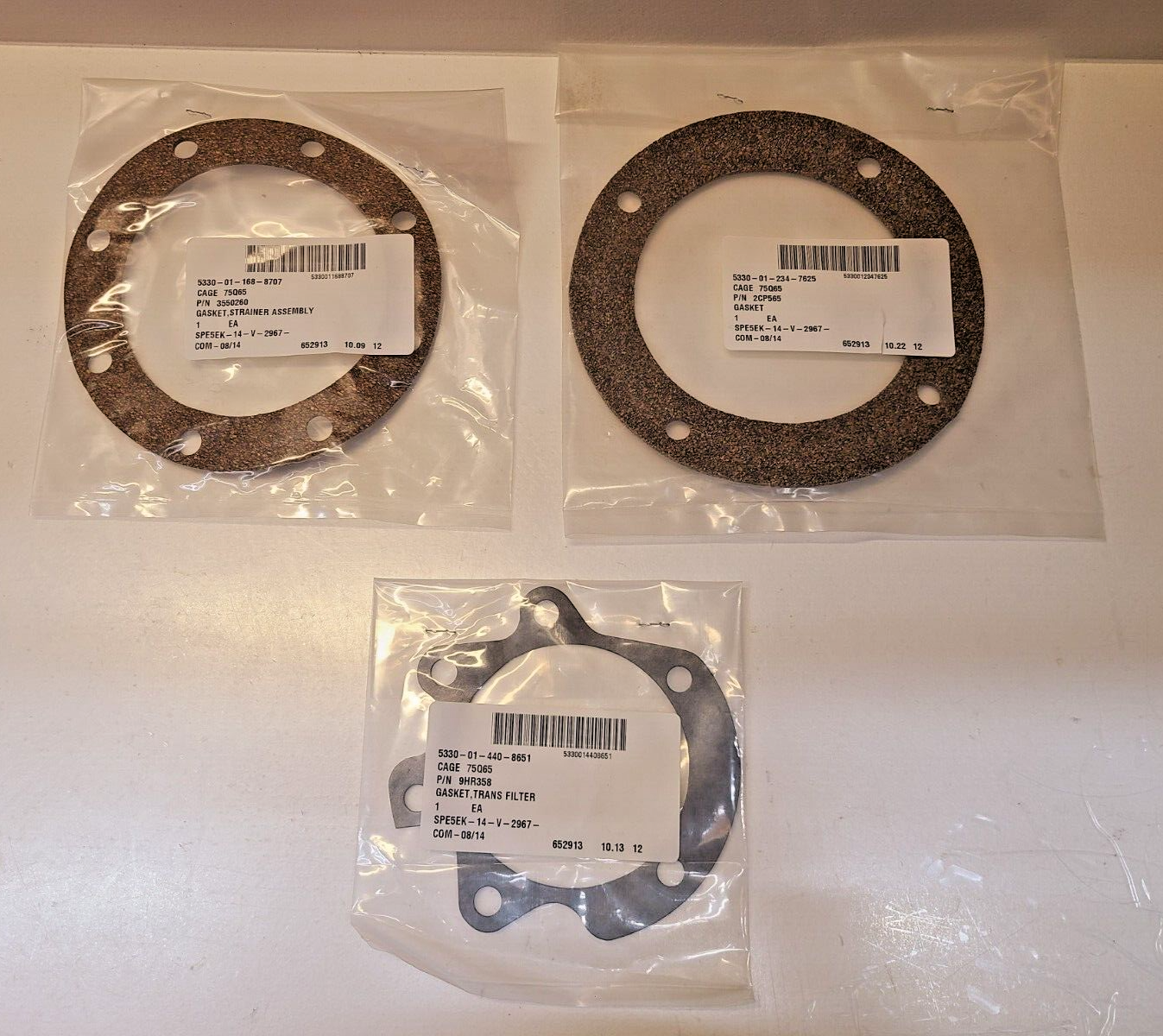 3 Qty. of Gaskets TRANS FILTER 9HR358 | 2CP565 | STRAINER ASSY 3550260 (... - $34.99
