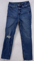 Free Assembly Jeans Women&#39;s Size 2 Blue Super High Rise Straight Distres... - $14.84