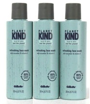 (3 Count) Gillette Planet Kind Cucumber &amp; Vitamin E Refreshing Face Wash 6.7 Oz - £19.54 GBP