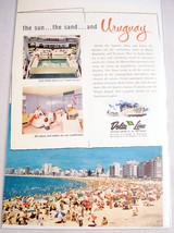 1958 Color Ad Delta Lines Cruise Ships The Sun The Sand and Uruguay - £6.42 GBP