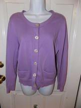 J. Jill Purple Cotton Blend Scoop Neck Button Down Cardigan Size M Women... - £16.96 GBP