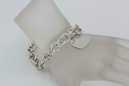 Tiffany &amp; Co. 925 Sterling Silver Plain Heart Tag Bracelet 7.5&quot; L 32.8g ... - $261.80