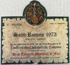 Saint-Romain 1973 Cascevinage Mise Au Domaine Vintage Wine Bottle Label Ephemera - £7.74 GBP