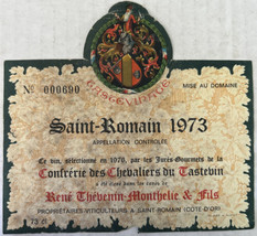 Saint-Romain 1973 Cascevinage Mise Au Domaine Vintage Wine Bottle Label ... - $9.89