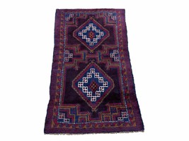 3 X 4.4 Vintage Handmade Tribal Wool Rug Baluchi Rug Afghan Rug Purple B... - $197.65