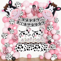 Cow Party Decorations Pink Cow Balloon Garland Arch Kit 117PCS with Cow Print Ba - £20.04 GBP