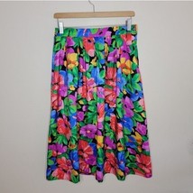 Vintage Bechamel | Vibrant Floral Print Midi Skirt, vtg size 8 - £18.50 GBP