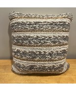 CRATE AND BARREL Throw Pillow 18x18 Wool Blend Woven Textured - $29.69