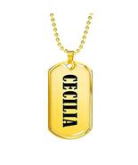 Cecilia v01-18k Gold Finished Luxury Dog Tag Necklace Personalized Name ... - £40.26 GBP
