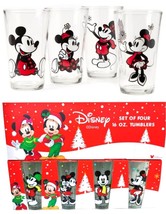 Holiday Farmhouse Red &amp; Black Mickey &amp; Minnie Plaid 16 oz Tumbler Glasses 4-pack - £15.96 GBP