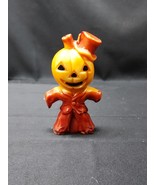 Vintage Gurley Pumpkin Man Halloween Scarecrow Wax Candle 5&quot; - $18.49