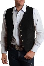 Vest for Men Black Suede Single Breasted Size XS S M L XL XXL 3XL Custom Made - £103.38 GBP