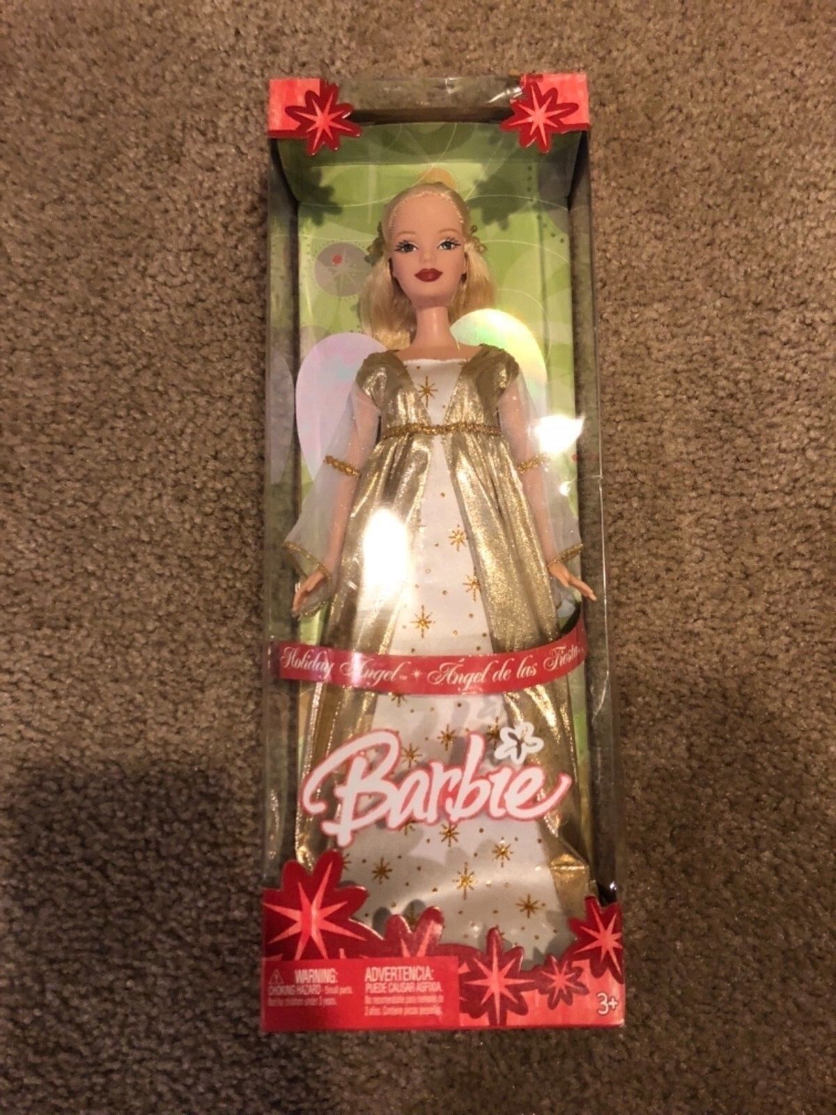 Primary image for 2005 Mattel 12" Holiday Blonde Angel Barbie White & Gold Gown w/Golden Crown NIB