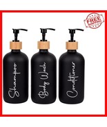 Stylish 3-Pack Glass Bathroom Dispensers - 17 oz Capacity with Silkscree... - $631.64 MXN