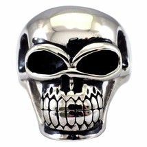 Cool Skull Ring Mens Silver Stainless Steel Rocker Biker Band Size 13 - £7.98 GBP