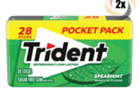 2x Packs Trident Pocket Pack Spearmint Flavor Chewing Gum | 28 Sticks Pe... - $11.31